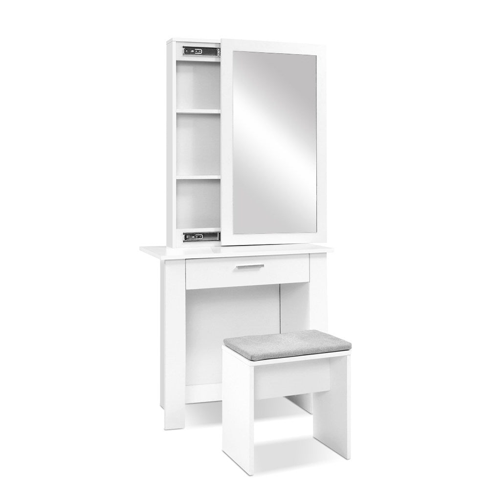 Dressing Table Set White With Face Level Storage