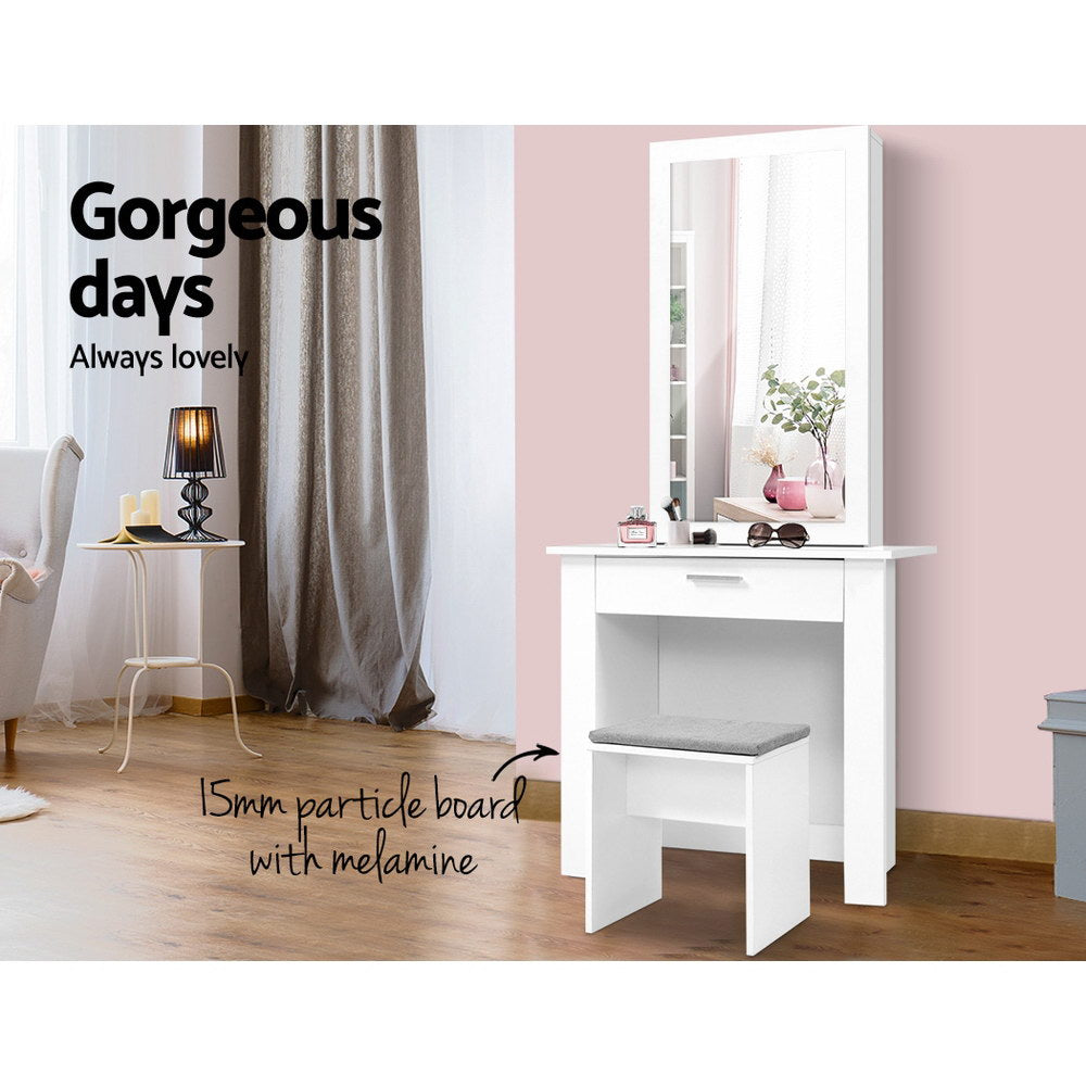 Dressing Table Set White With Face Level Storage