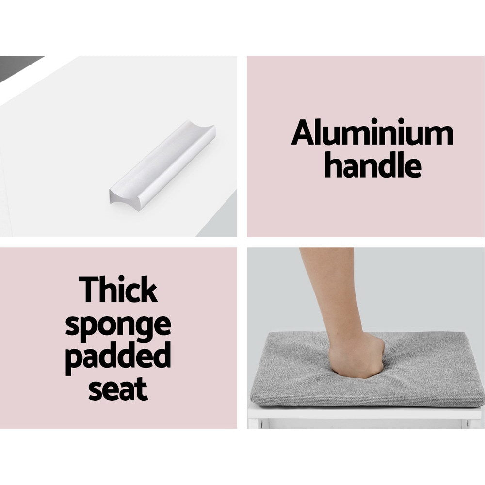 Dressing Table Set White With Face Level Storage