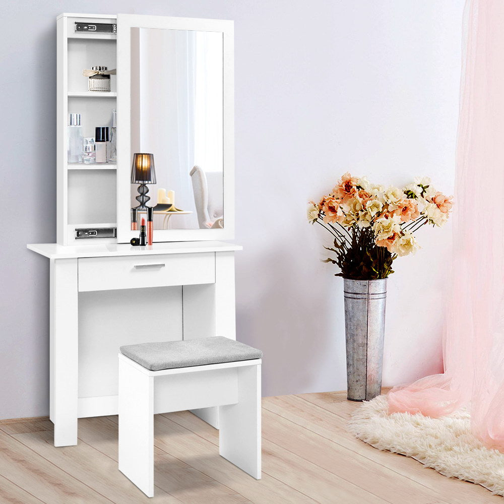 Dressing Table Set White With Face Level Storage