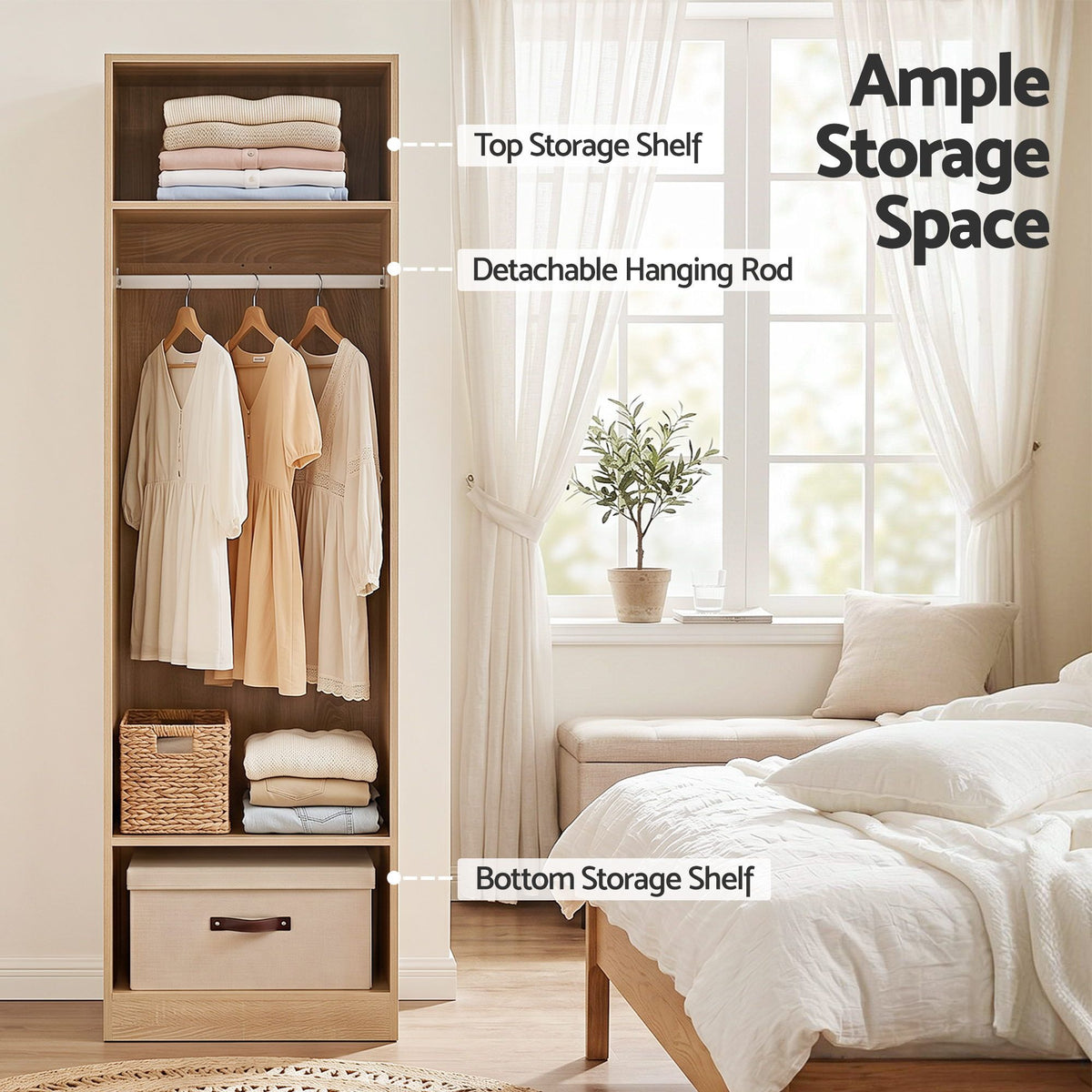 Artiss 2X Wardrobe Clothes Closet Storage Organiser Shelf Pine