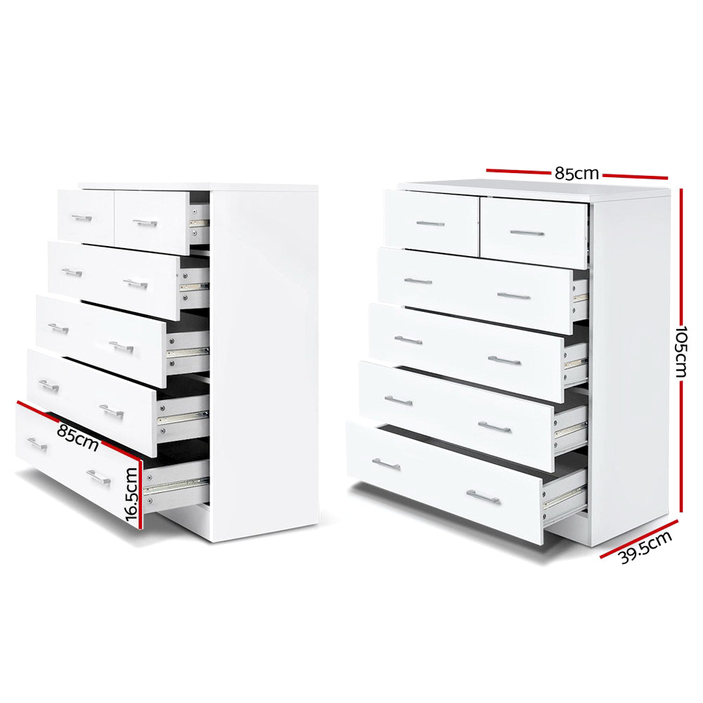 White Tall Boy Drawers