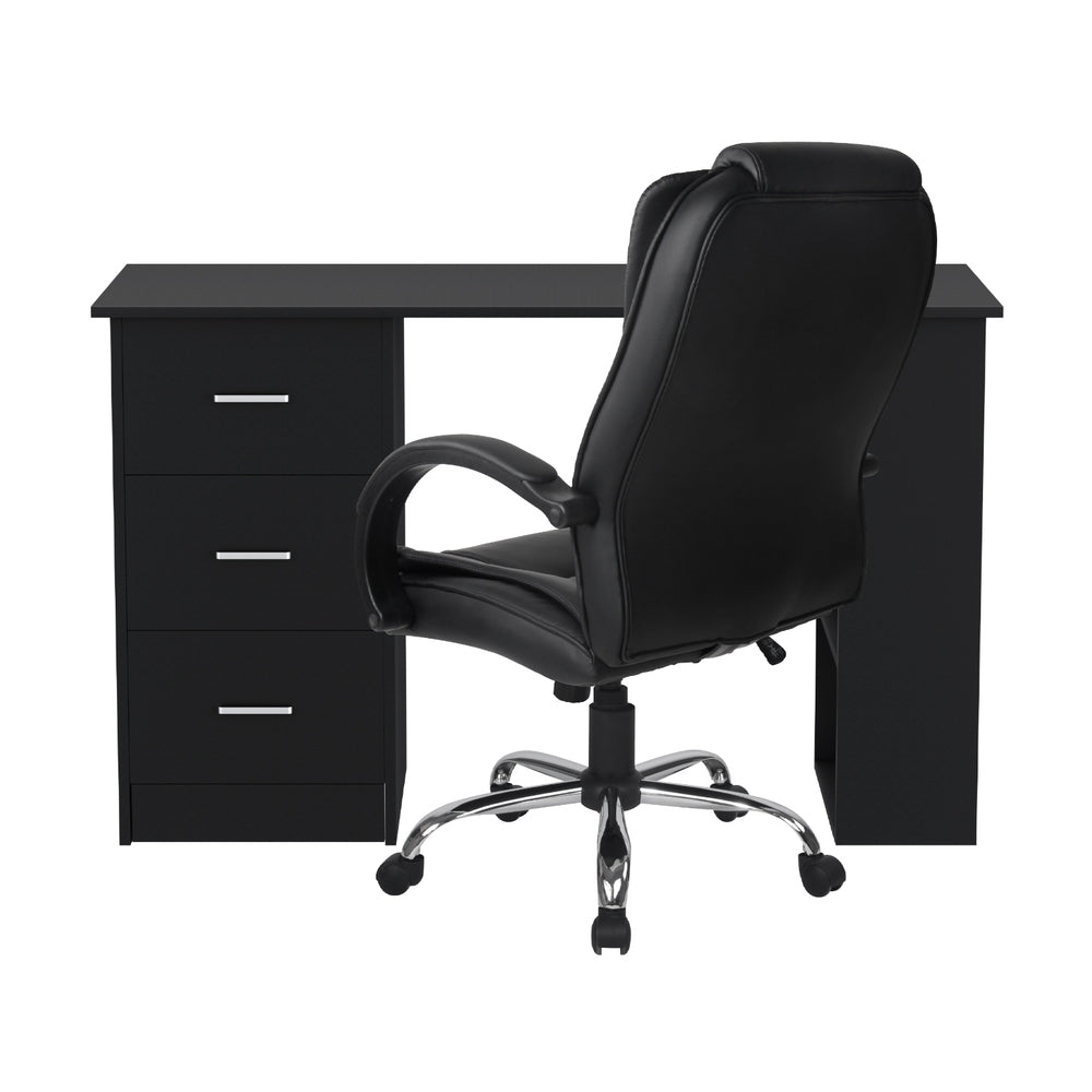 Artiss Computer Desk 120cm Executive Office Chair Set PU Leather High Back Black