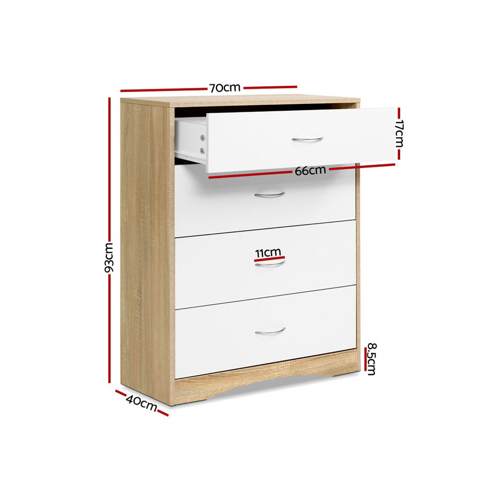 white and Natural two tone chest of drawers
