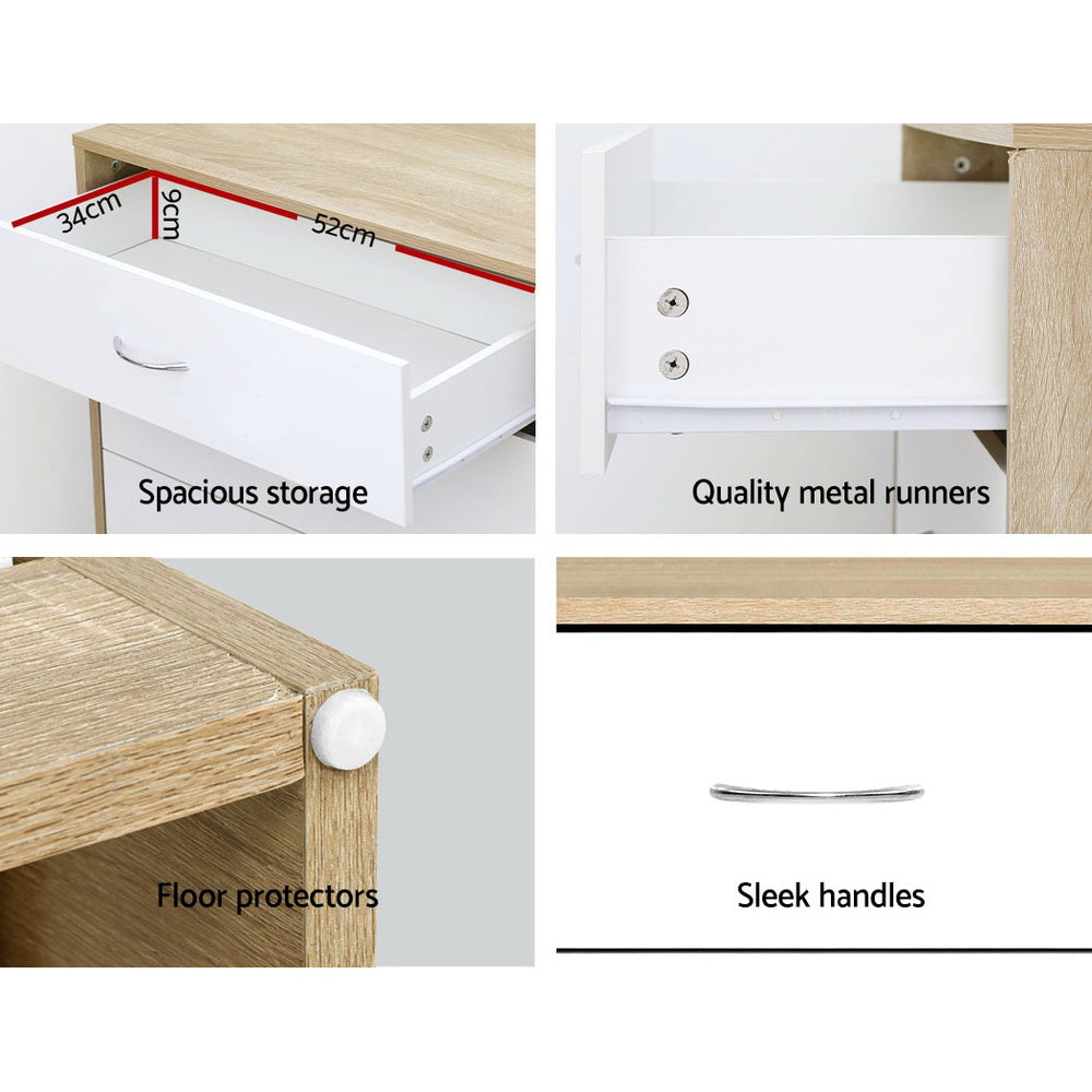 white and Natural two tone chest of drawers