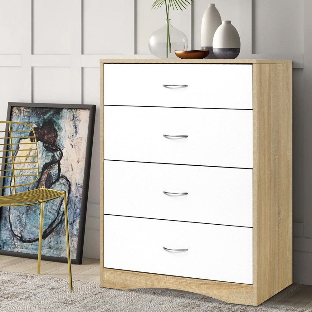 white and Natural two tone chest of drawers