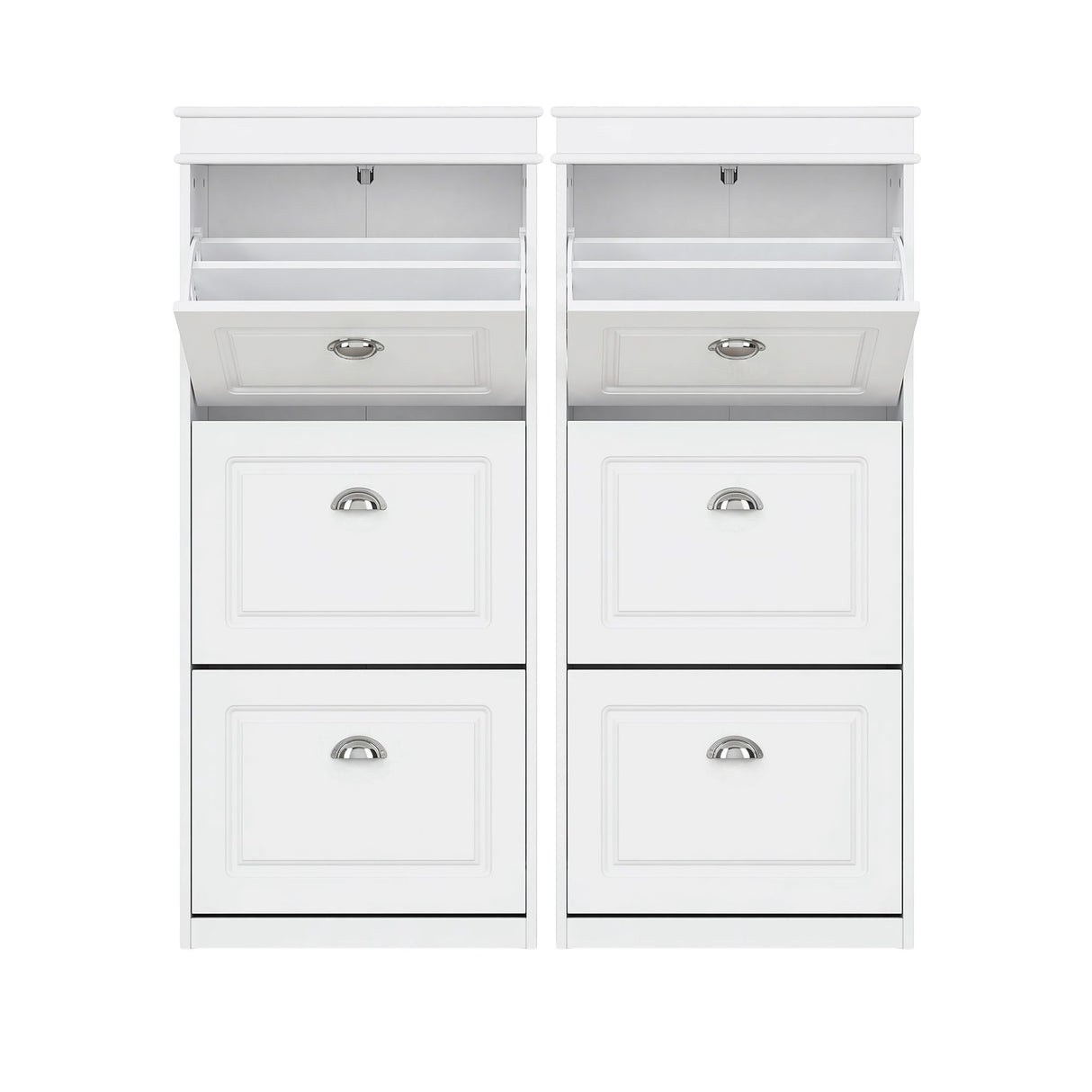 Artiss 2x Shoe Cabinet Storage Organiser 3 Flip Drawer White