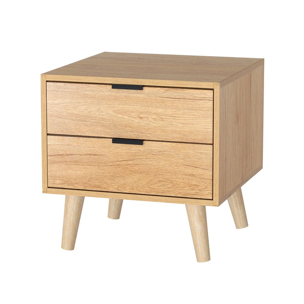 Artiss Bedside Table 2 Drawers - Pine