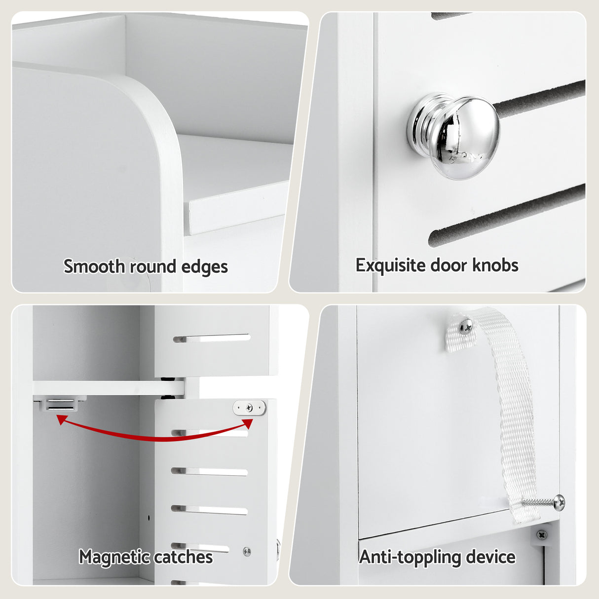 Artiss 2x Bathroom Storage Cabinet 3-Tier Toilet Paper Holder Organizer White
