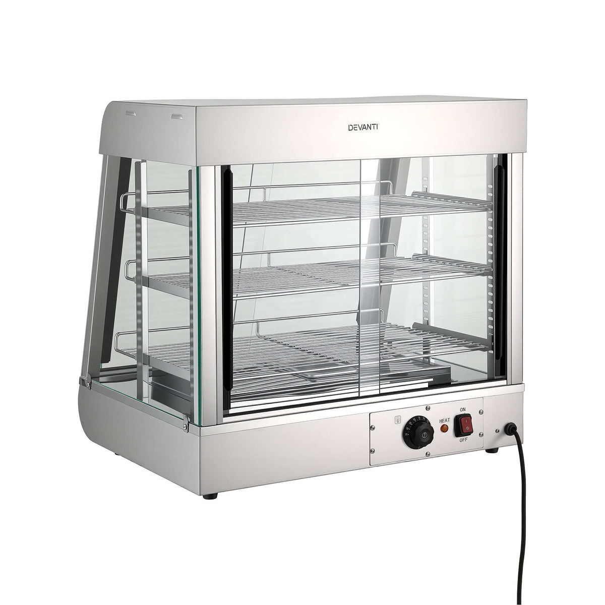 Devanti Commercial Food Warmer 1500W 3 Shelf Heated Display Cabinet