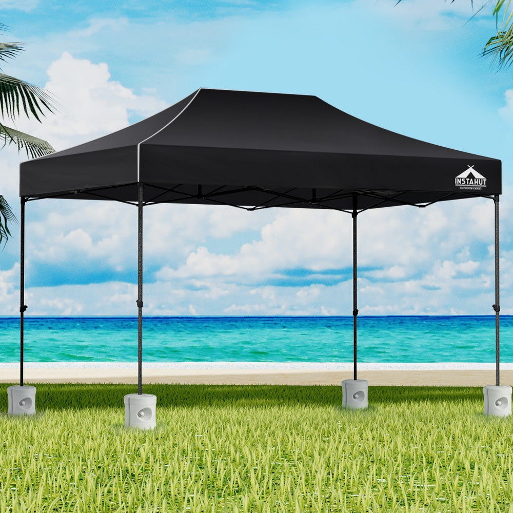 Instahut Gazebo Pop Up Marquee 3x4.5 Folding 500D Wedding Tent Base Pod Black