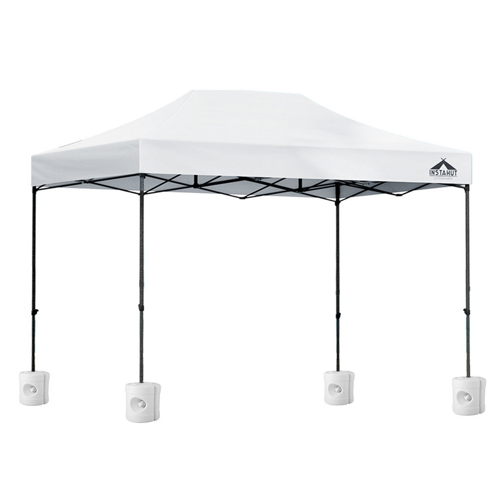 Instahut Gazebo Pop Up 3x4.5m w/Base Podx4 Marquee Folding Outdoor Wedding Camping Tent Shade Canopy White