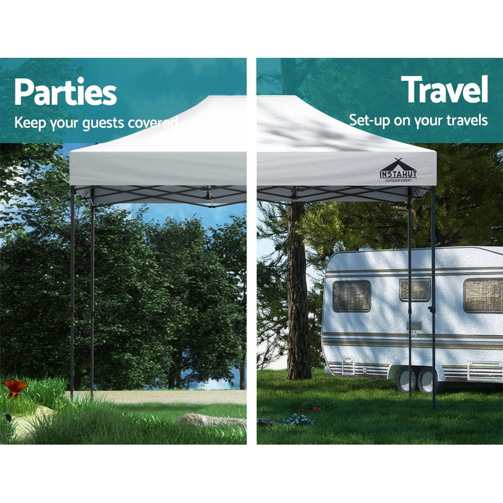 Instahut Gazebo Pop Up 3x4.5m w/Base Podx4 Marquee Folding Outdoor Wedding Camping Tent Shade Canopy White