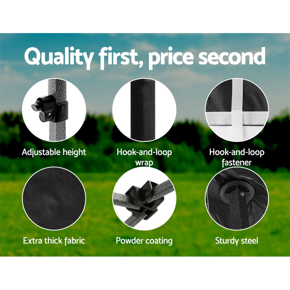 Instahut Gazebo Pop Up Marquee 3x6 Folding Outdoor 500D Tent Base Pod Black