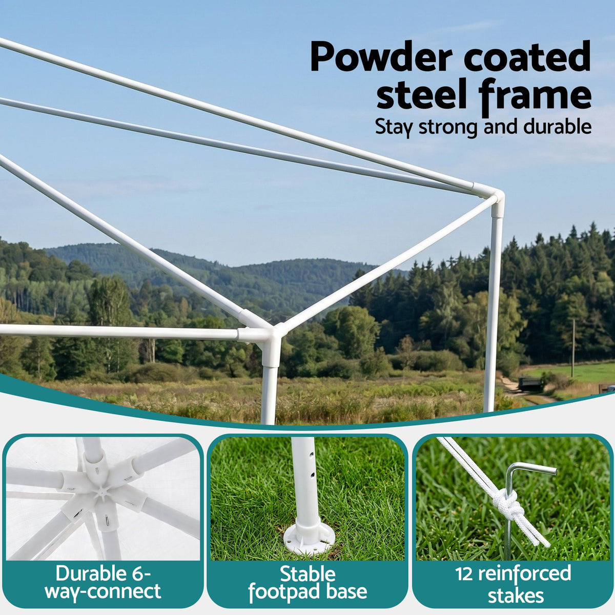 Instahut Gazebo 2x2m Marquee Wedding Party Tent Outdoor Camping Mesh Wall Canopy Shade Gazebos White