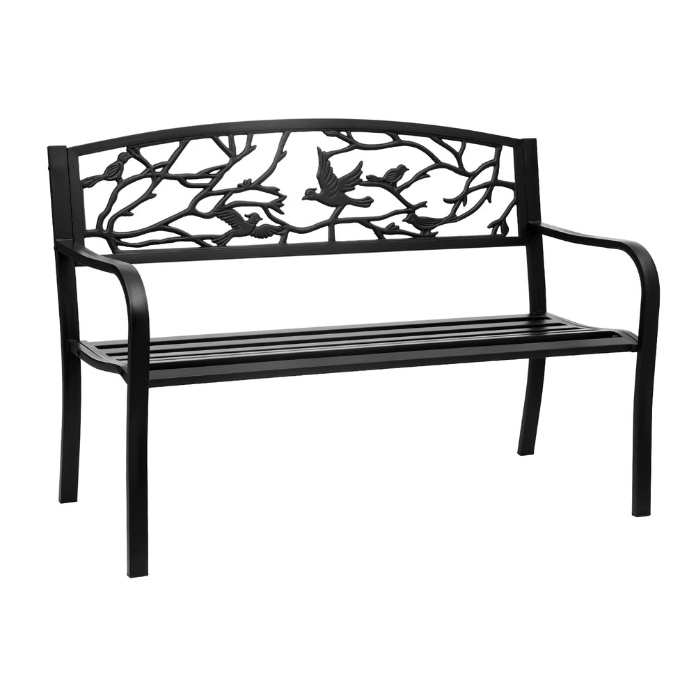 Gardeon Outdoor Bench Seat Garden Steel Outdoor Furniture 3 Seater Park Black