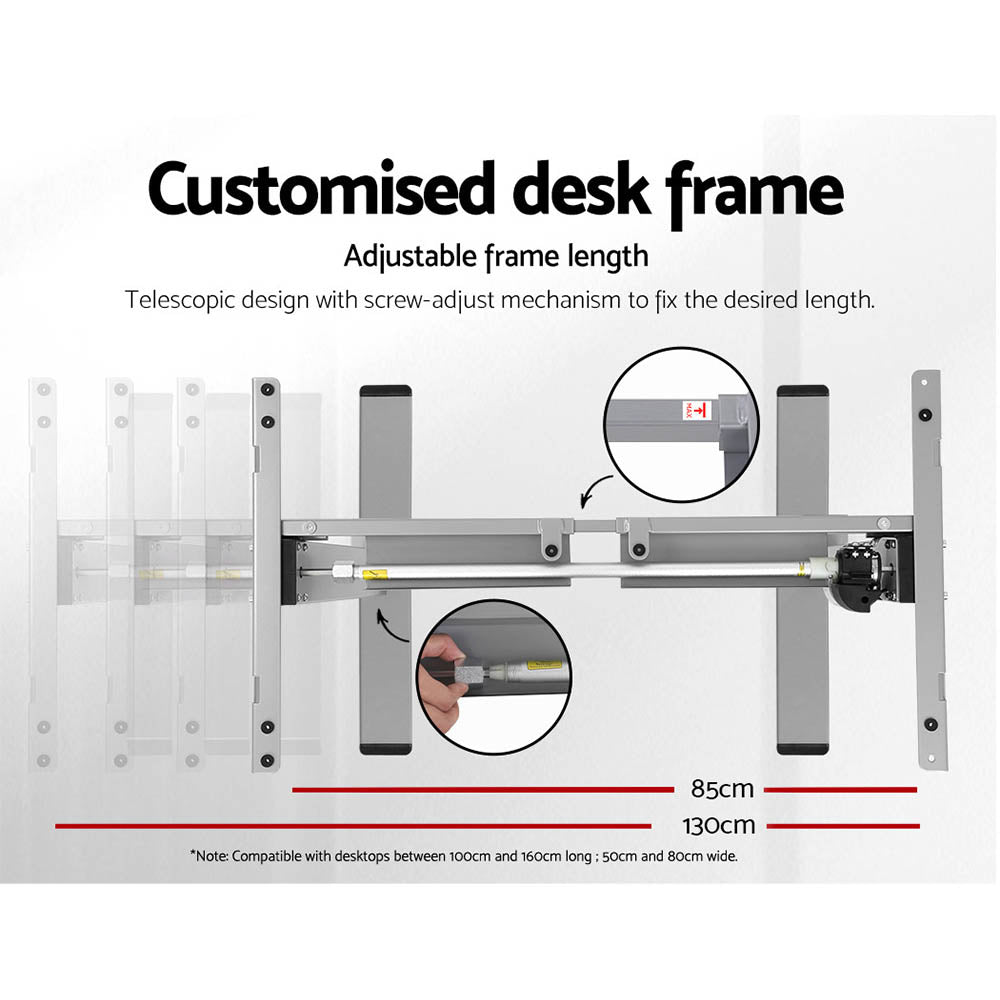 Motorised Adjustable Desk Frame with Black Desktop