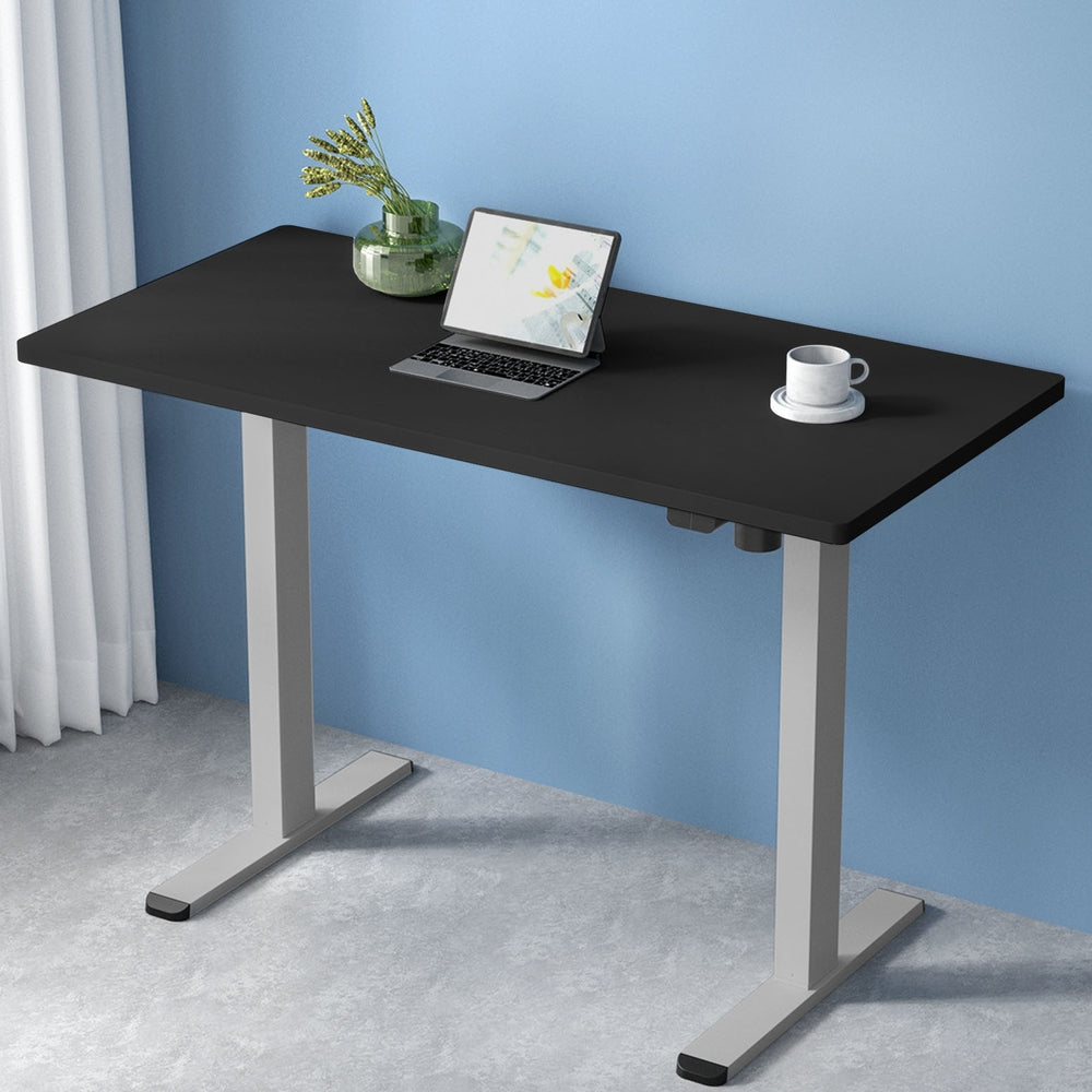 Motorised Adjustable Desk Frame with Black Desktop