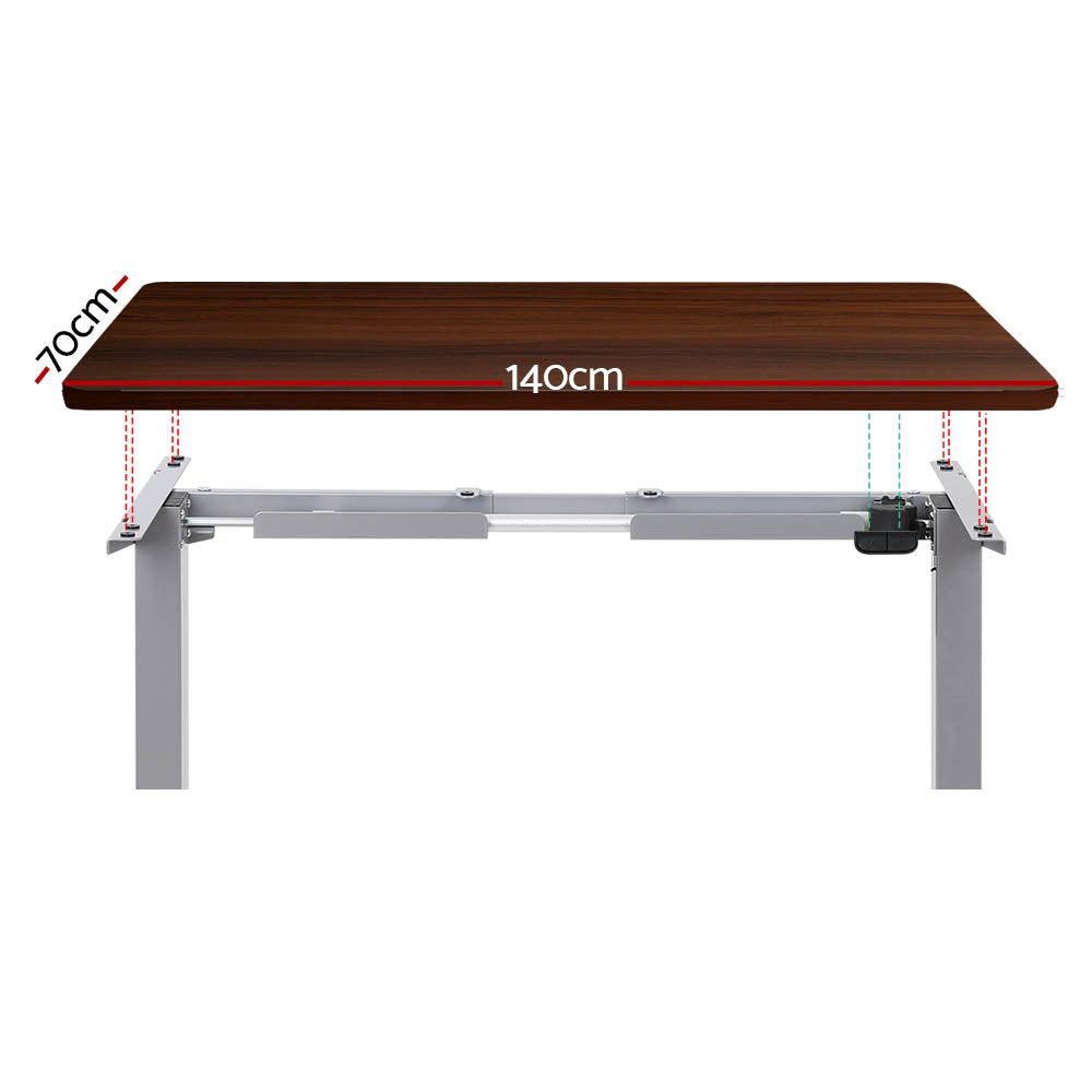 Motorised Adjustable Desk Walnut & White