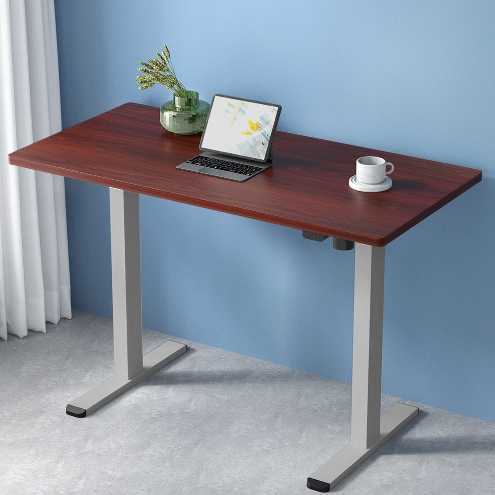 Motorised Adjustable Desk Walnut & White
