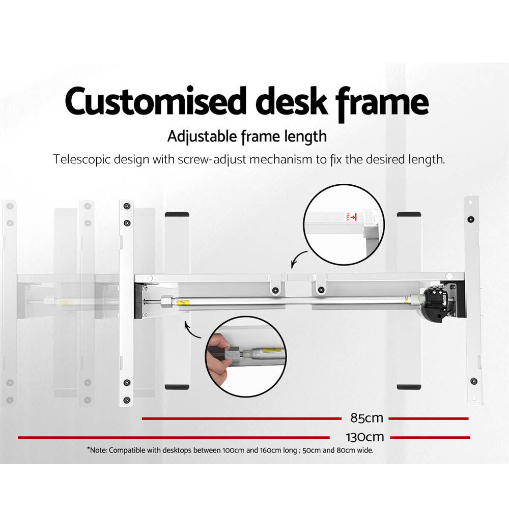 Motorised Adjustable Desk Black & White