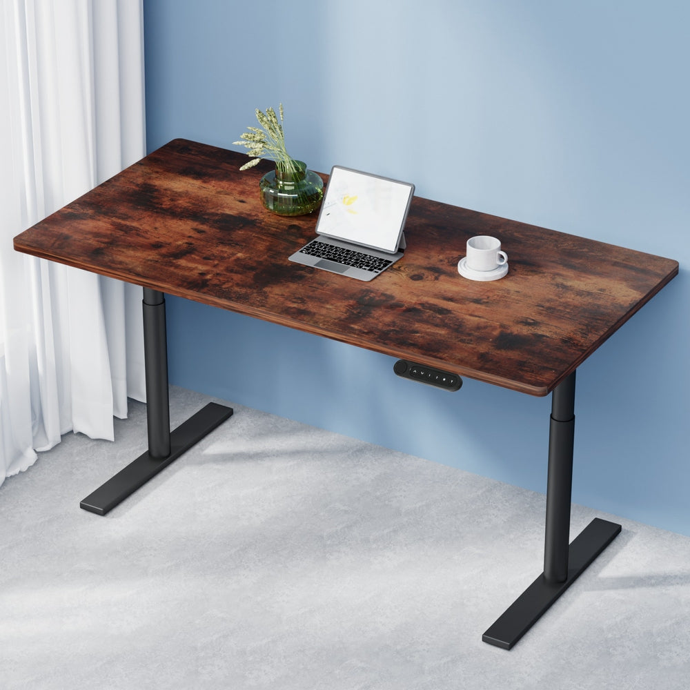Standing Desk Motorised Black & Rustic Brown