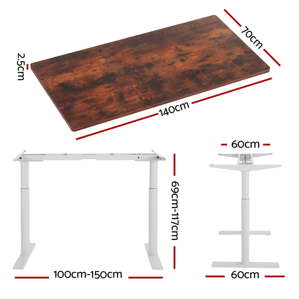 Standing Desk Motorised 140CM Rustic Brown