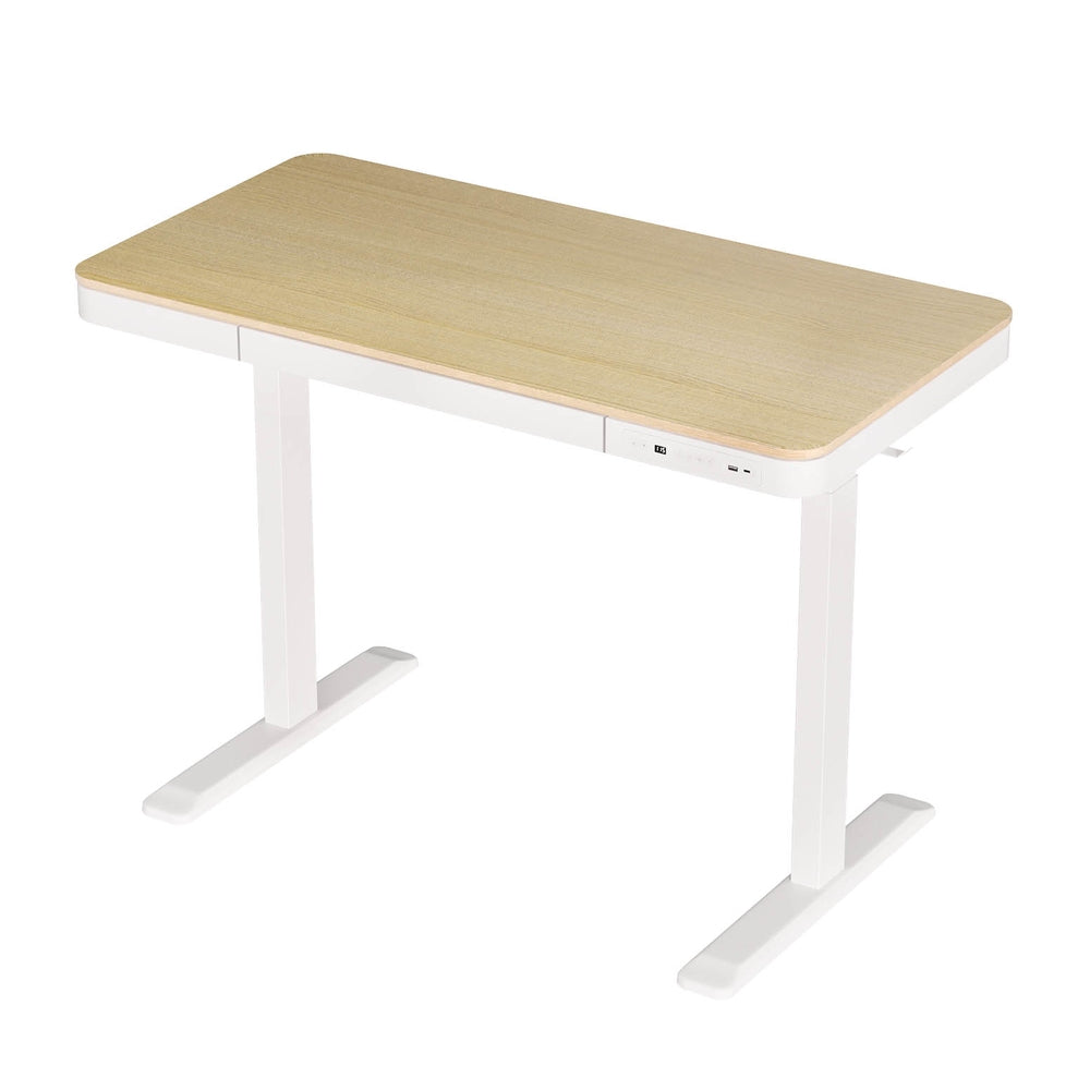 Sit Stand Desk White & Oak