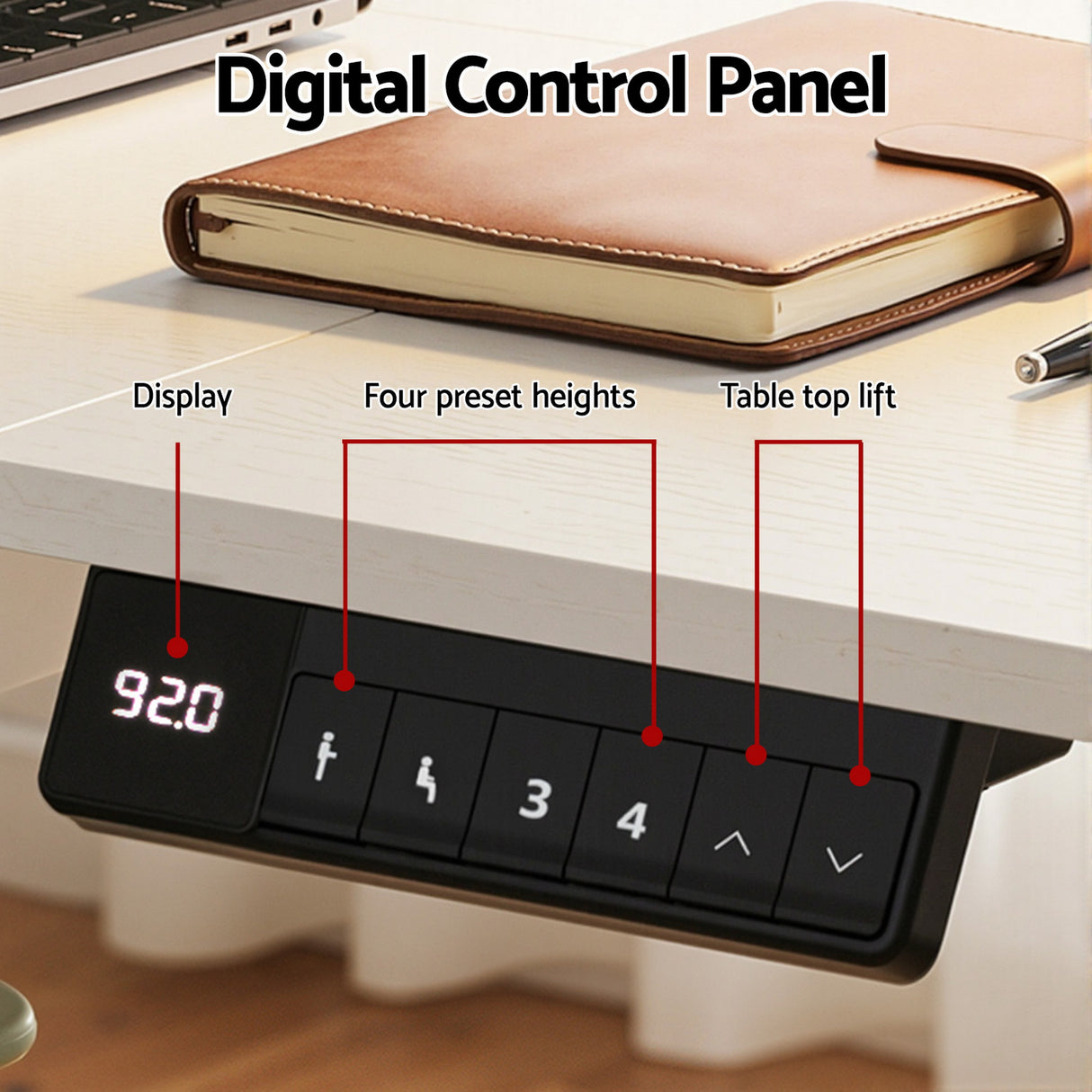 Artiss Electric Standing Desk 140cm Adjustable Height Motorised Home Office Desk Drawer