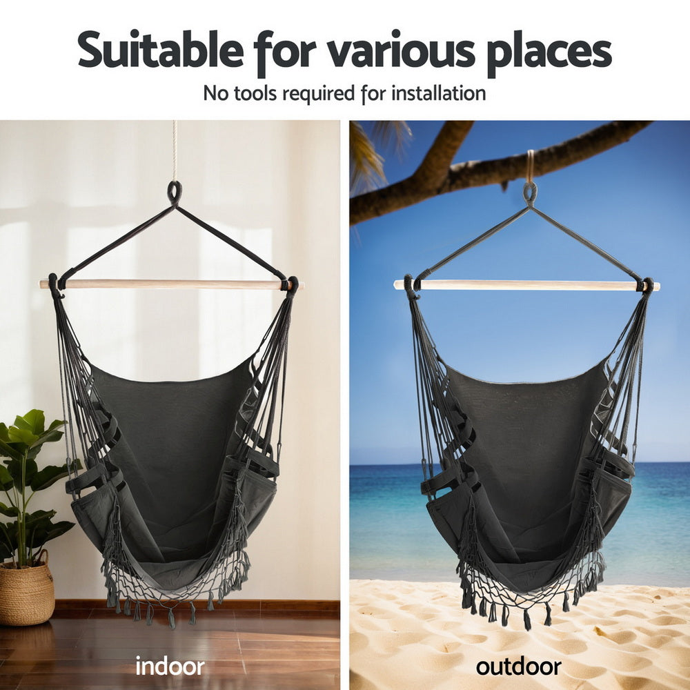 Gardeon Hammock Hanging Chair with Steel Stand
