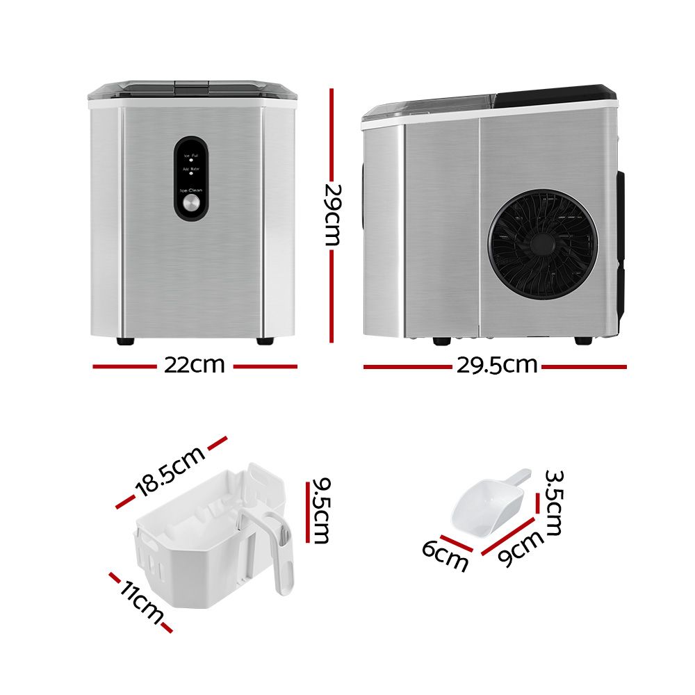 Devanti 12kg Ice Maker Machine w/Scoop Holder Silver