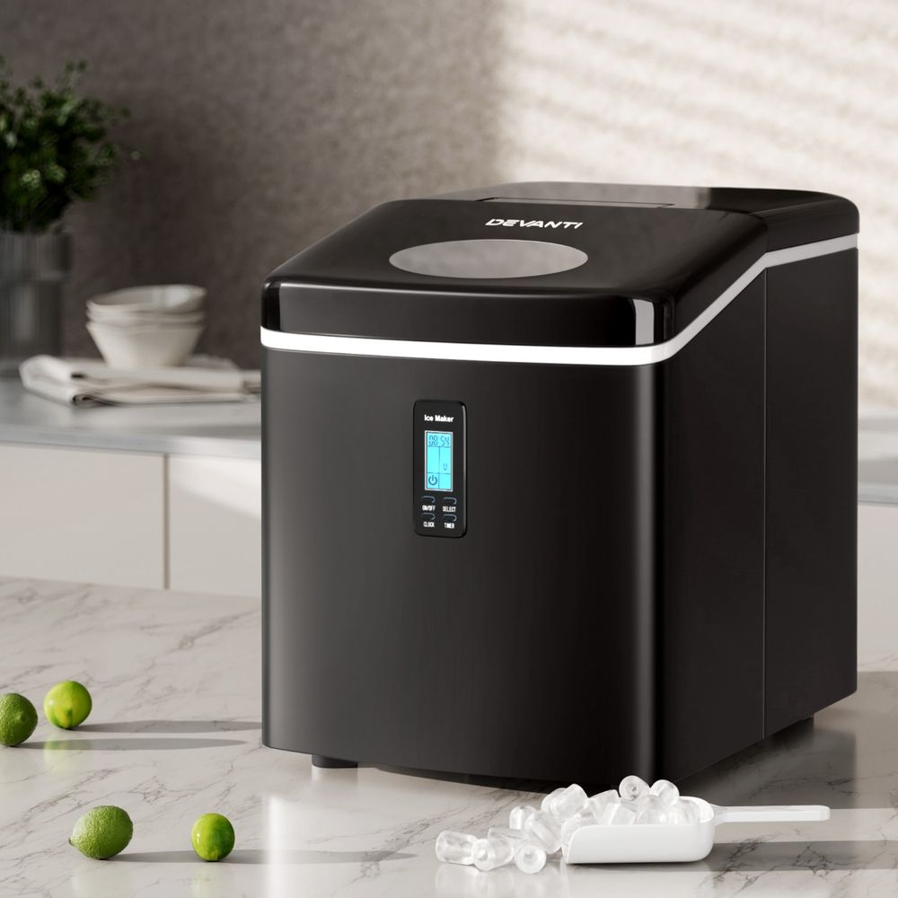 DEVANTI 3.2L Portable Ice Cube Maker Machine Benchtop Counter Black
