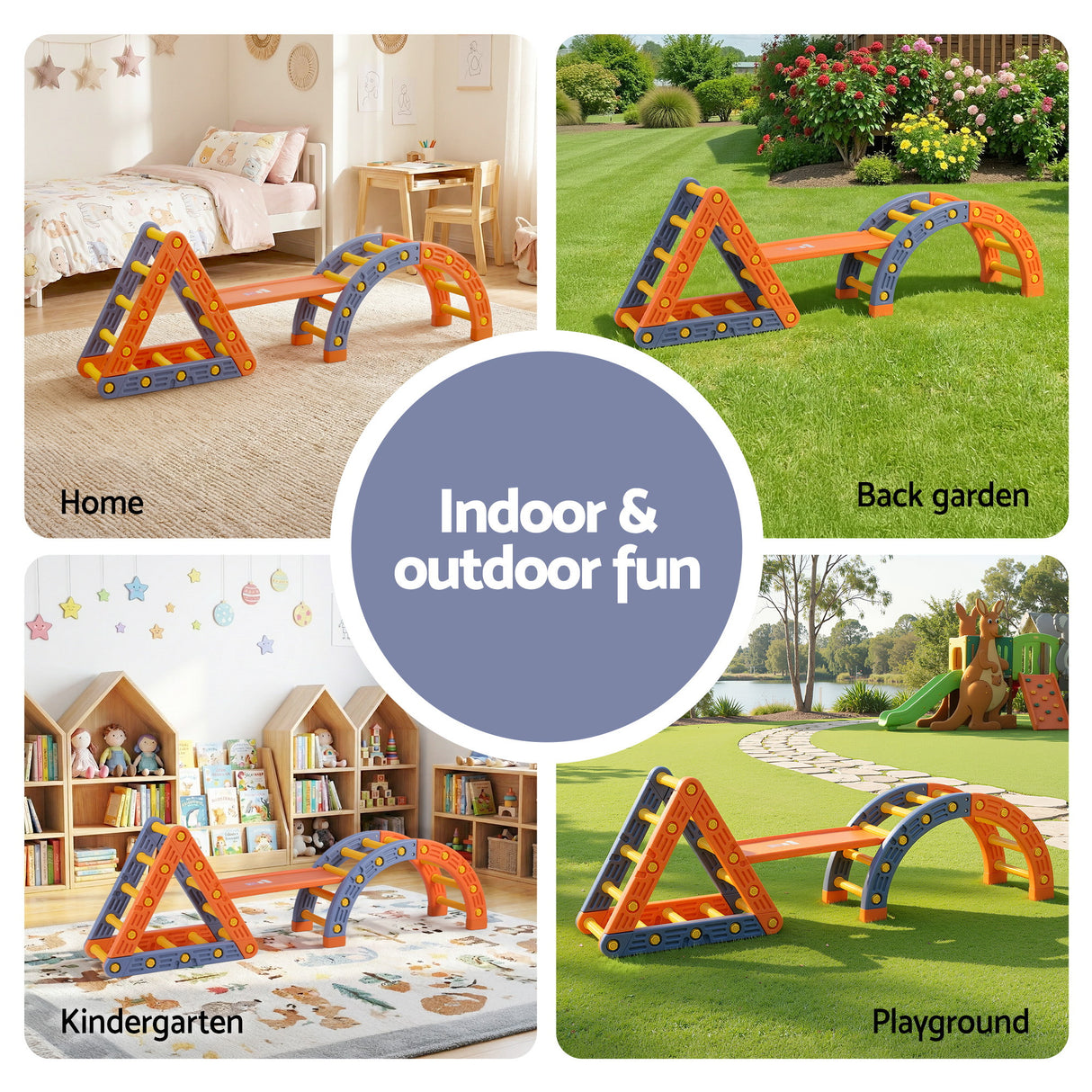 Kids Climbing Frame Set With Slide Indoor Outdoor Toddler Toys Pikler Triangle Climber With Arch
