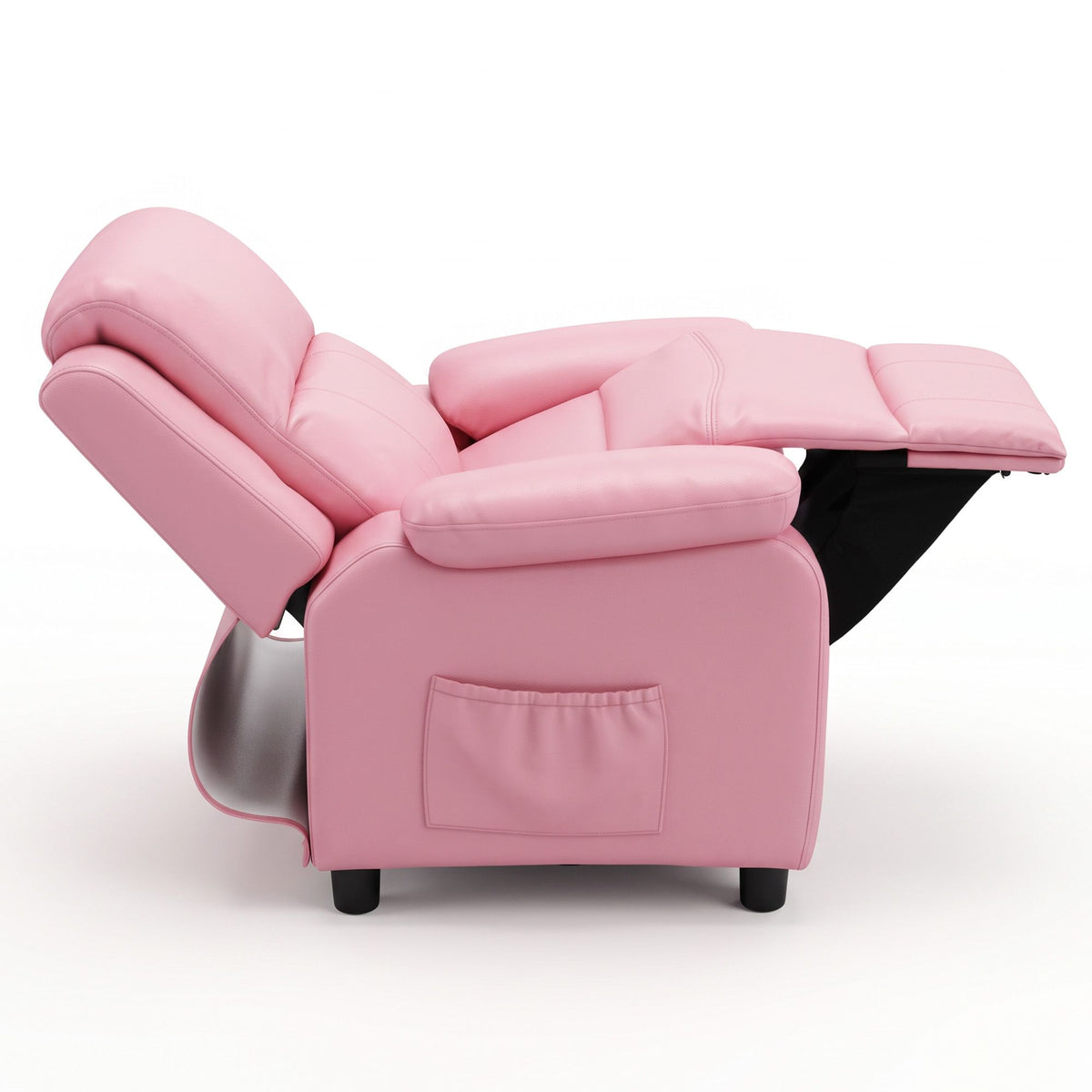 Keezi Kids Recliner Chair PU Leather Toddler Lounge Adjustable Backrest w/ Armrest Storage & 2 Side Pockets Pink