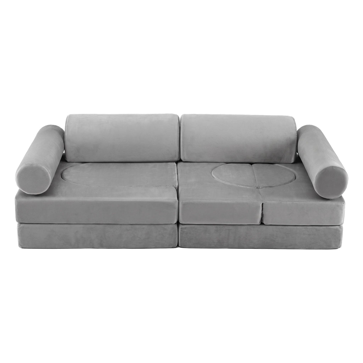 Keezi 12PCS Modular Kids Play Couch Foam Sofa Set with Removable Washable Cover Grey Playroom