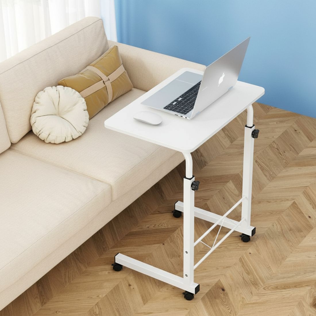 Mobile Laptop Desk U Shaped Design White