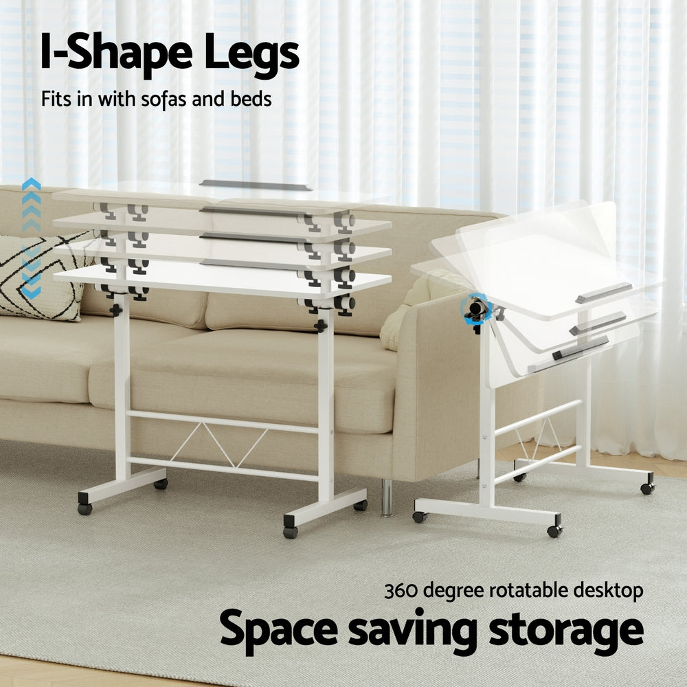 Mobile Laptop Desk I Shaped Design White