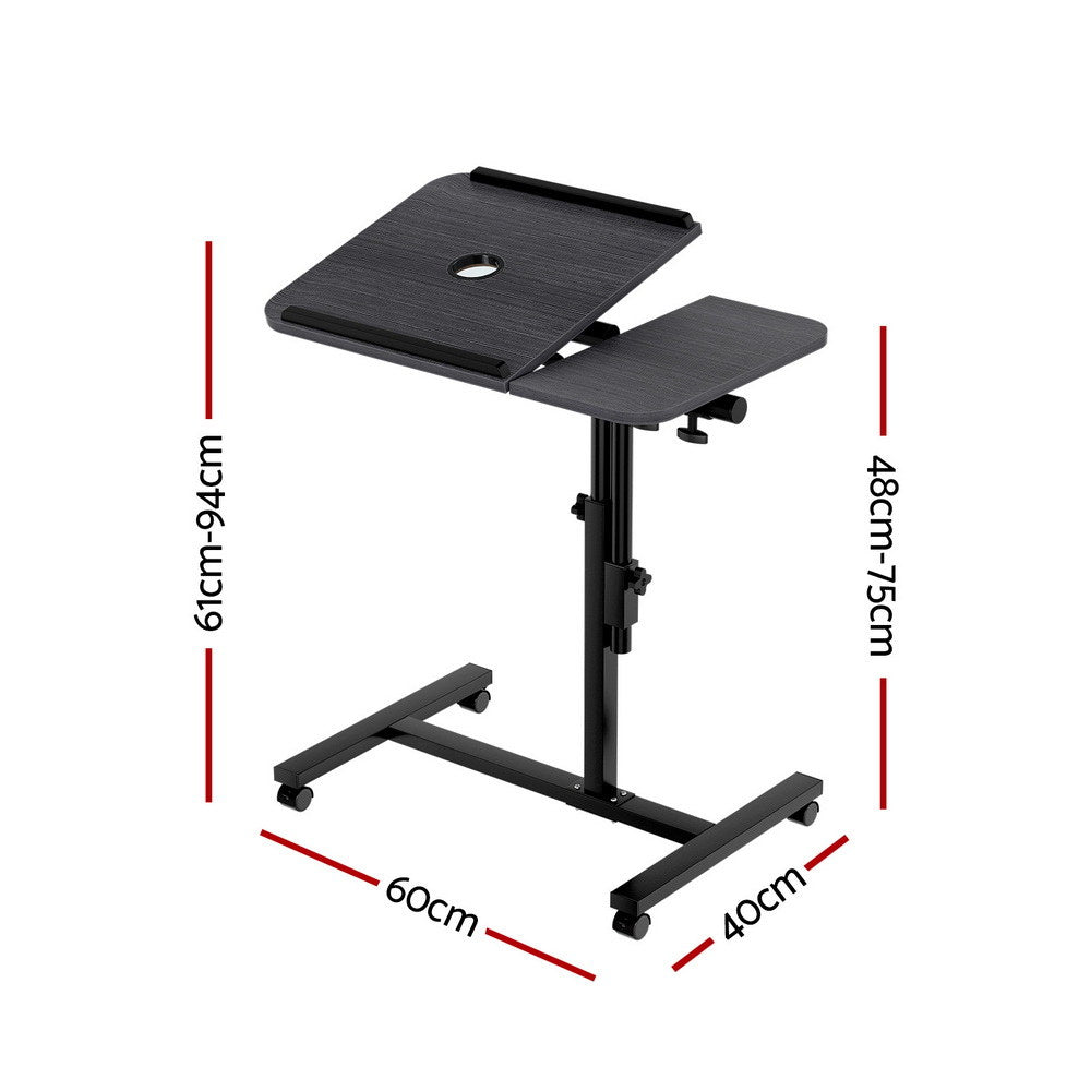 Rotating Mobile Laptop Adjustable Desk with USB Cooler Black