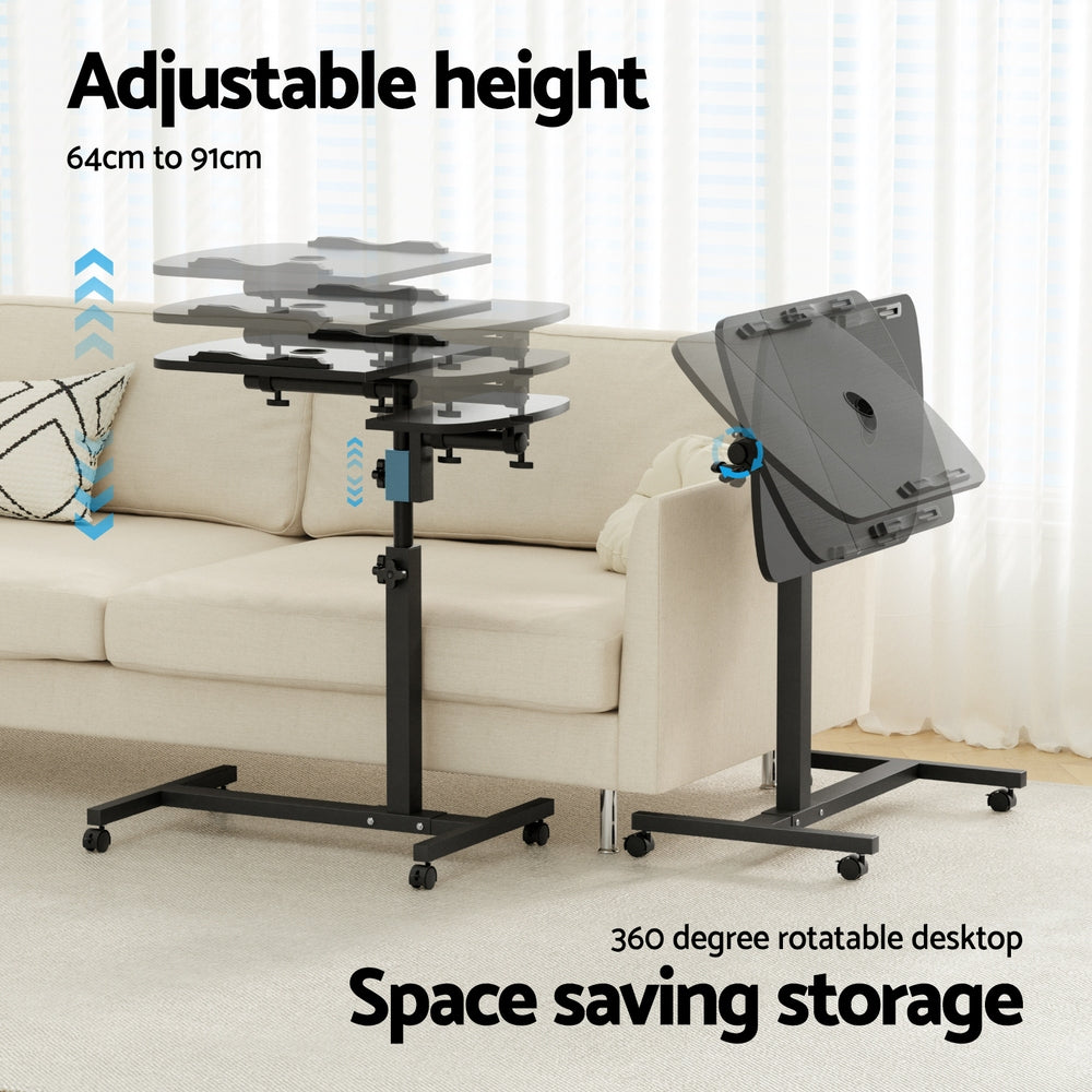 Rotating Mobile Laptop Adjustable Desk with USB Cooler Black
