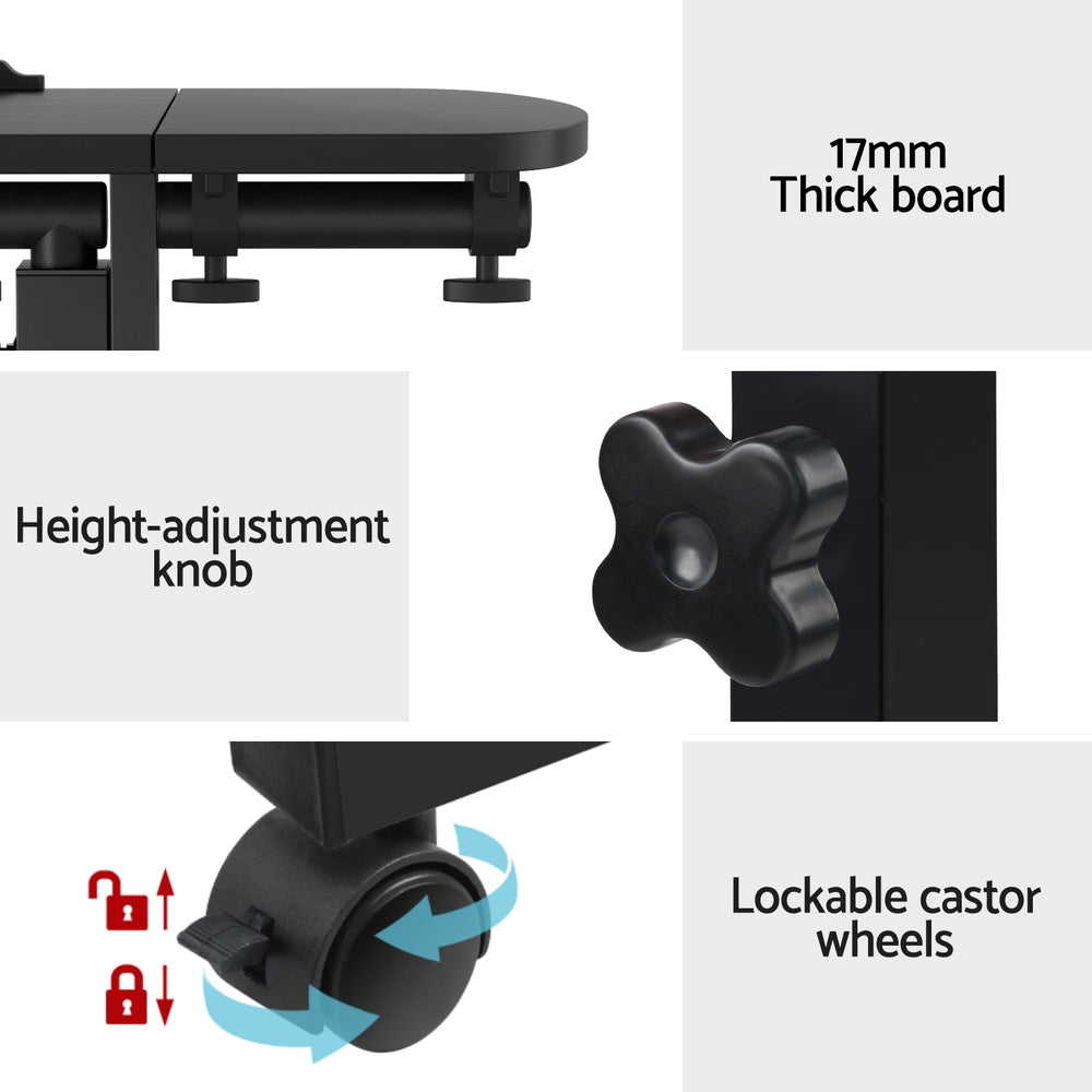 Rotating Mobile Laptop Adjustable Desk with USB Cooler Black