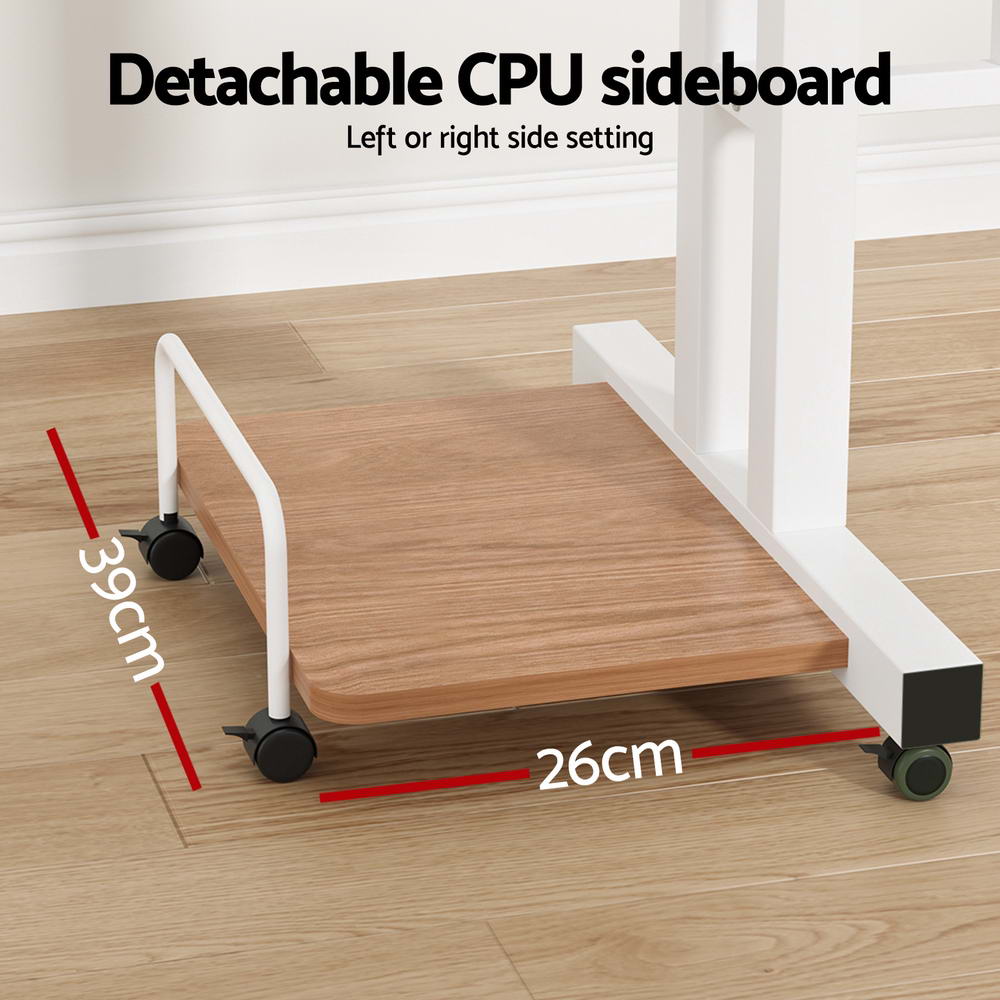 Mobile Twin Laptop Desk Light Wood