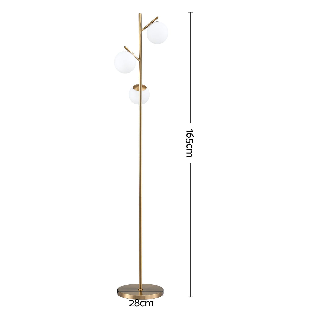 Artiss 3-Light Tree Floor Lamp 165cm Tall Standing Light with Sphere Glass Shades for Modern Homes
