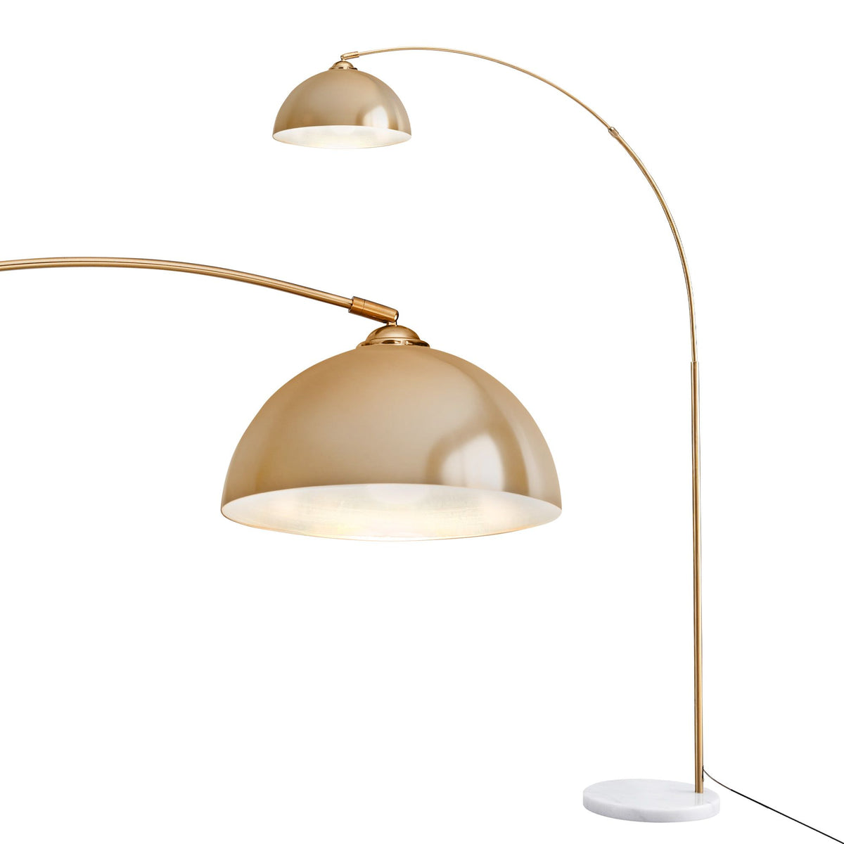 Artiss Modern Arched Floor Lamp Gold Brass Standing Heavy-Duty Marble Base for Living Room Bedroom