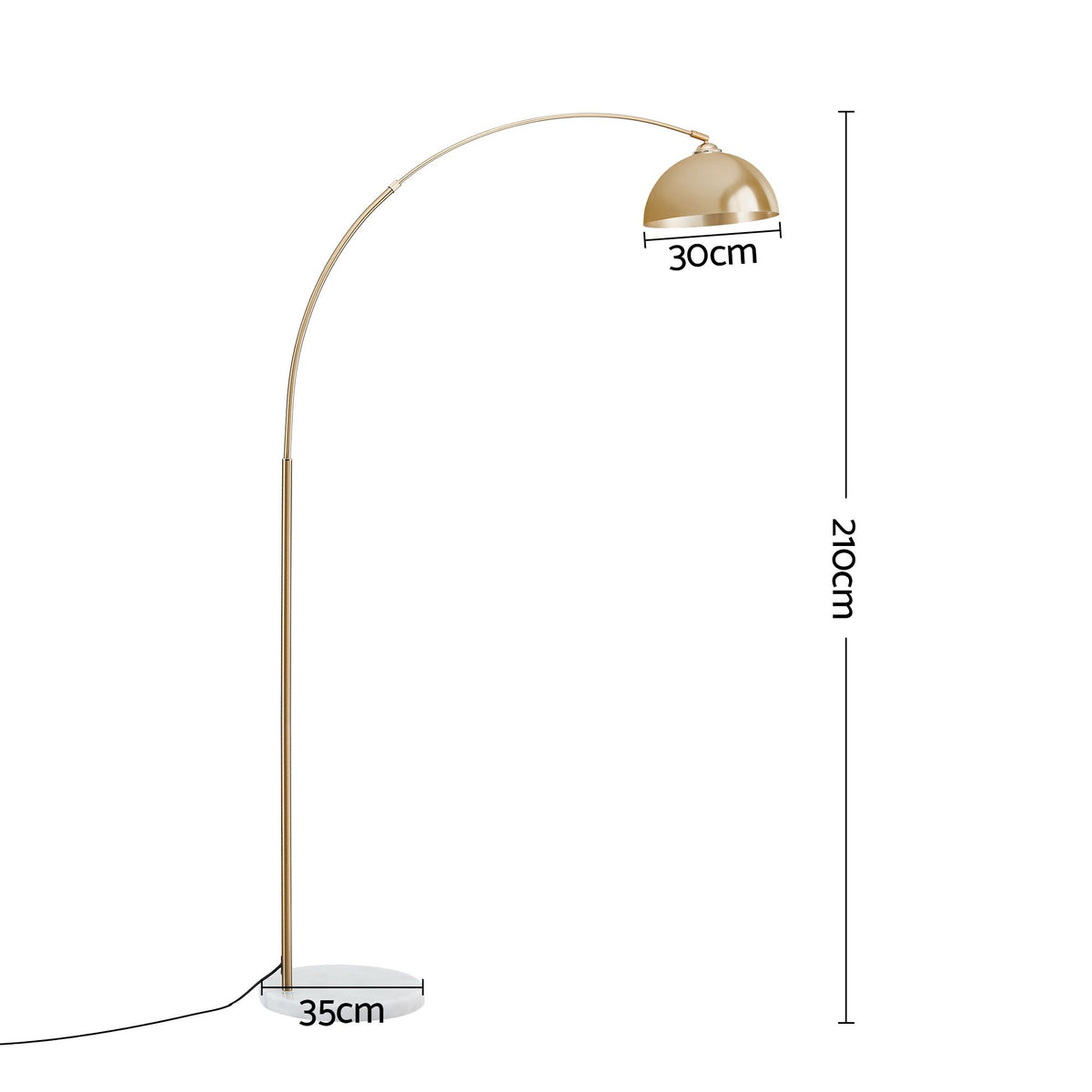 Artiss Modern Arched Floor Lamp Gold Brass Standing Heavy-Duty Marble Base for Living Room Bedroom