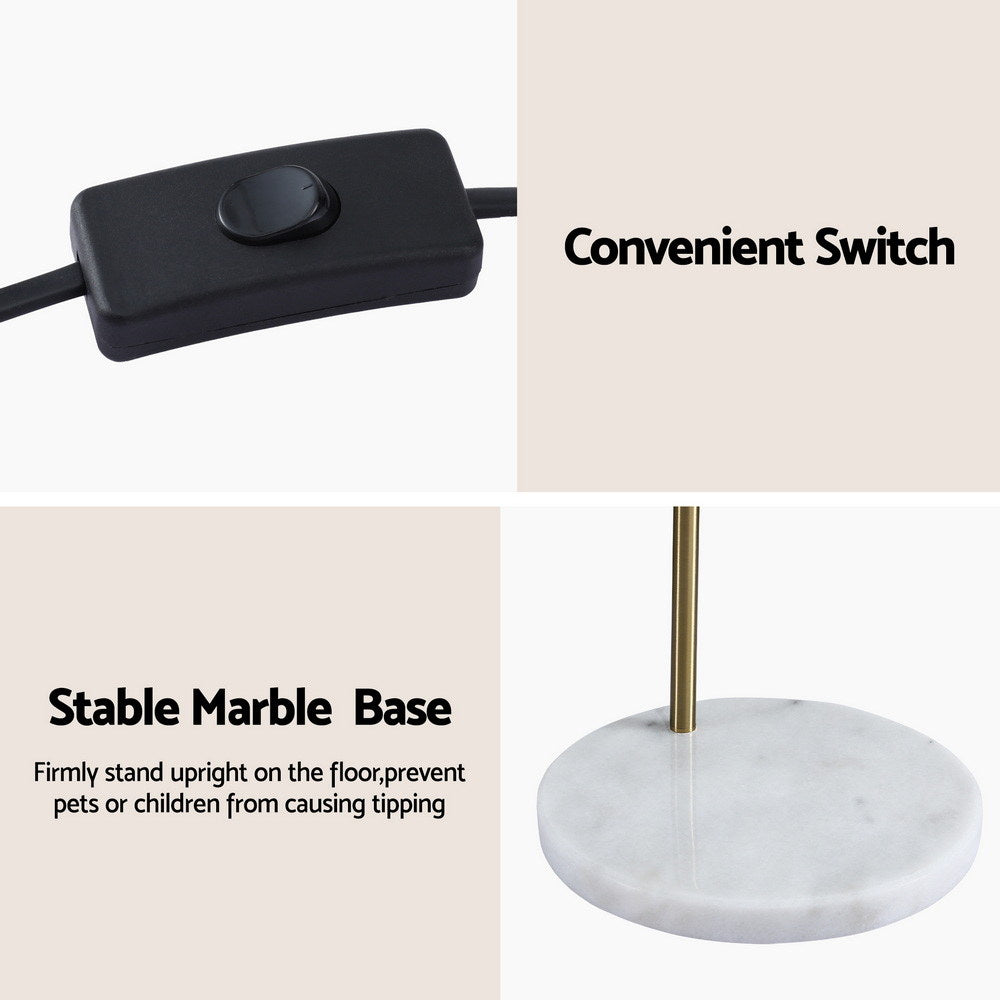 Artiss Modern Arched Floor Lamp Gold Brass Standing Heavy-Duty Marble Base for Living Room Bedroom