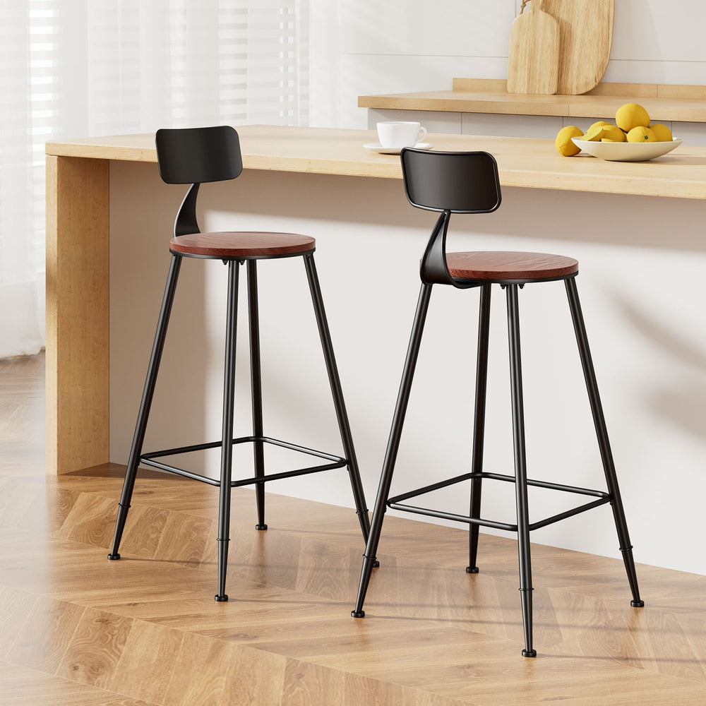 Alex 2x Bar Stools Vintage Metal Chairs