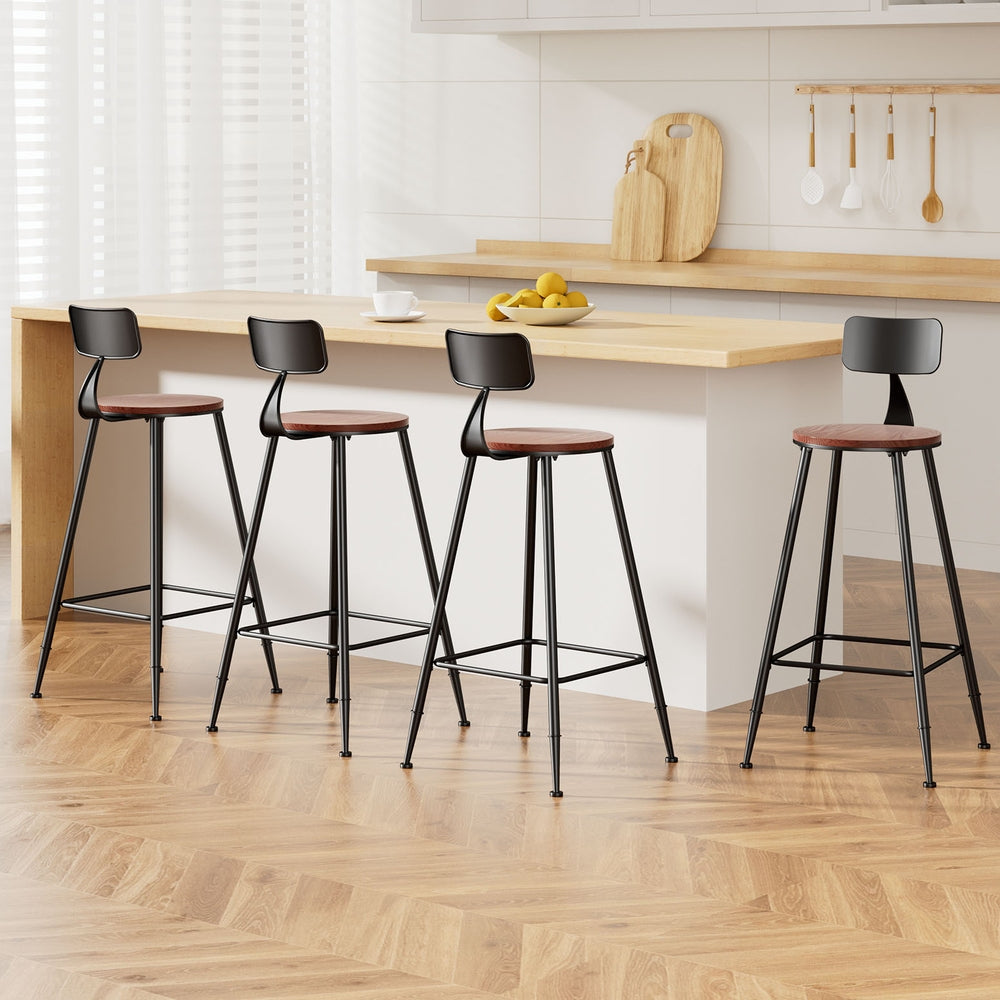 Alex 4x Bar Stools Vintage Metal Chairs