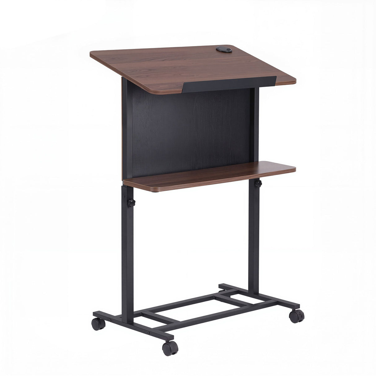 Artiss Mobile Lectern Podium Stand with Storage Shelf Height Adjustable Laptop Desk Black & Walnut