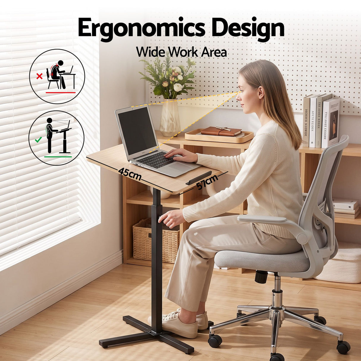Artiss Floor Podium Stand 78-127CM Height Adjustable Portable Laptop Desk