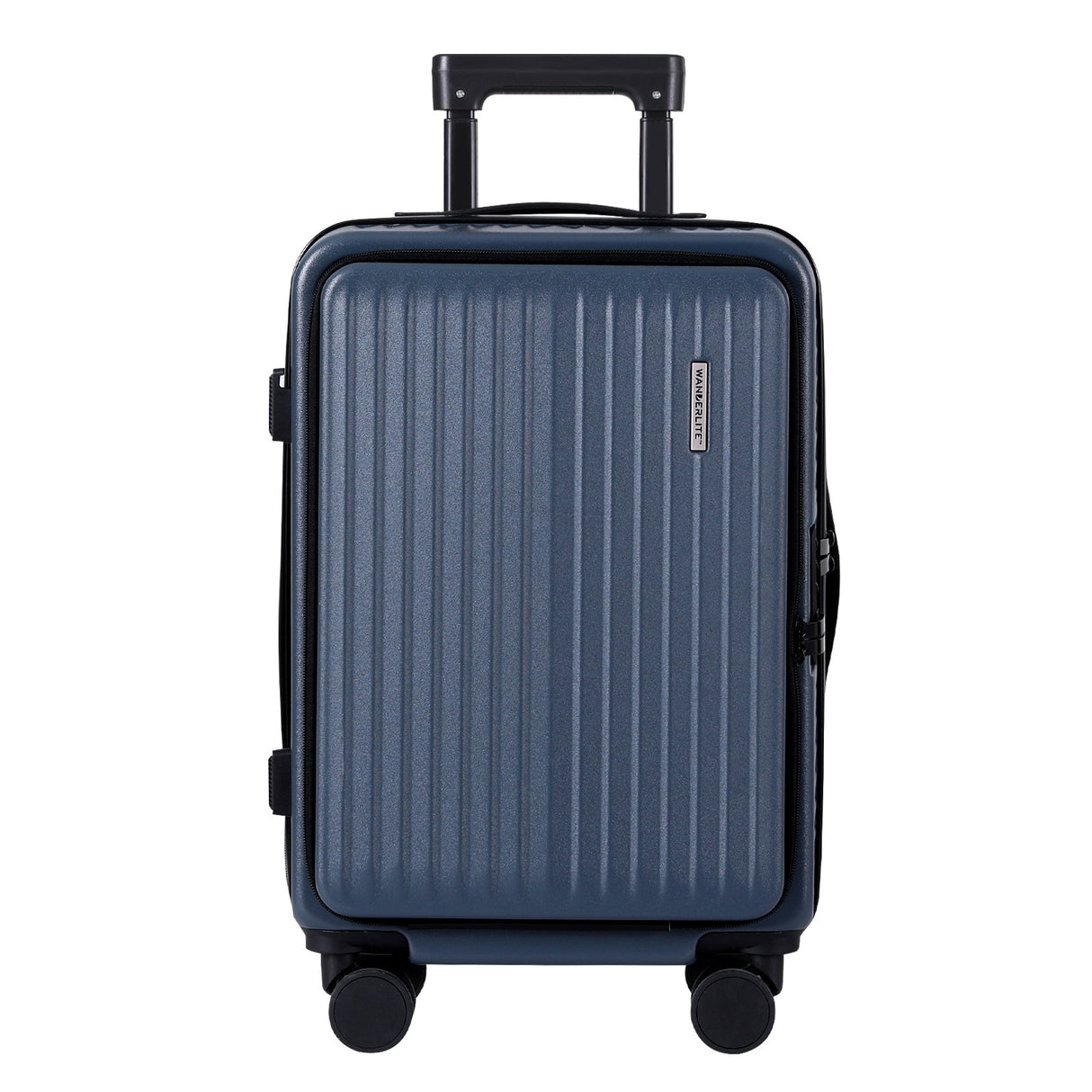 Wanderlite 20" Luggage Suitcase Front Pocket Travel Carry On Dual TSA Navy